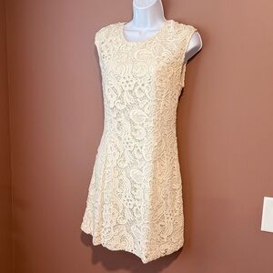 Off white crochet overlay mini dress